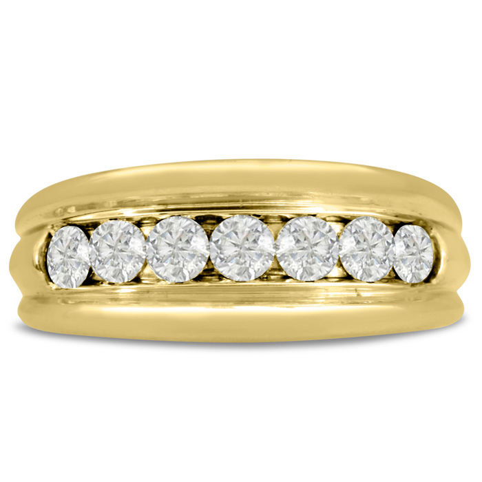 Men's 1 Carat Diamond Wedding Band in Yellow Gold, -K, I1-I2, 8.97mm Wide by SuperJeweler