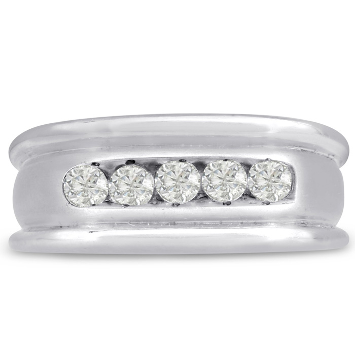 Men's 1/2 Carat Diamond Wedding Band in White Gold, G-H Color, , 9.23mm Wide by SuperJeweler