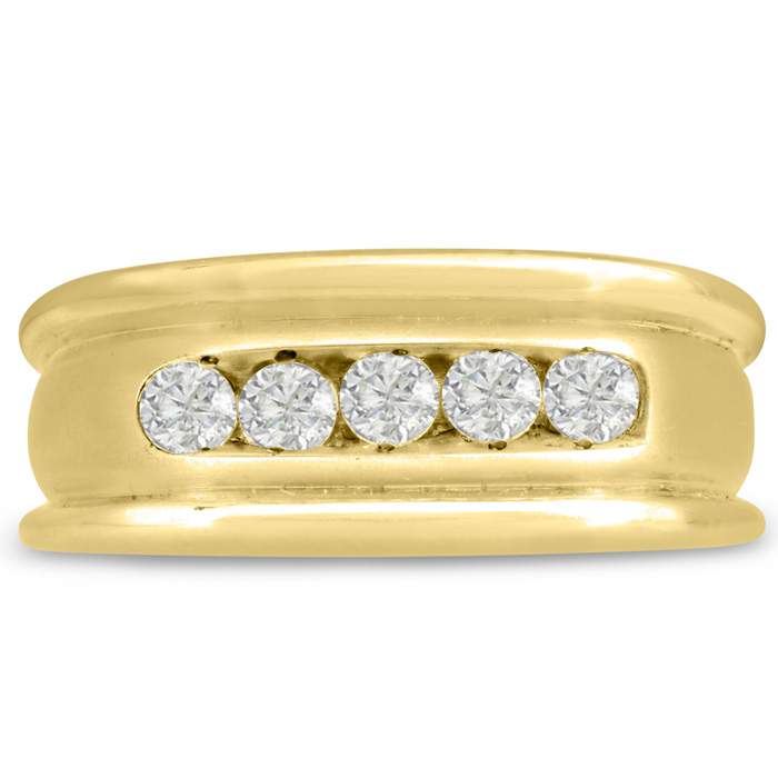 Men's 1/2 Carat Diamond Wedding Band in Yellow Gold, G-H Color, , 9.23mm Wide by SuperJeweler