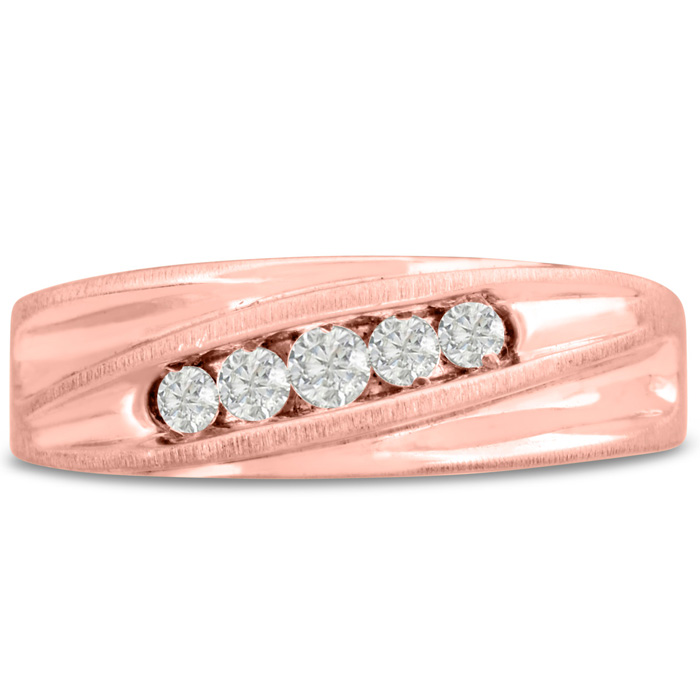 Men's 1/4 Carat Diamond Wedding Band in Rose Gold, G-H Color, , 7.30mm Wide by SuperJeweler