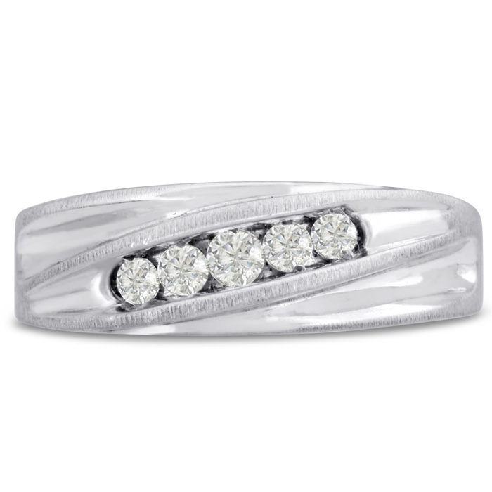 Men's 1/4 Carat Diamond Wedding Band in White Gold, G-H Color, , 7.30mm Wide by SuperJeweler