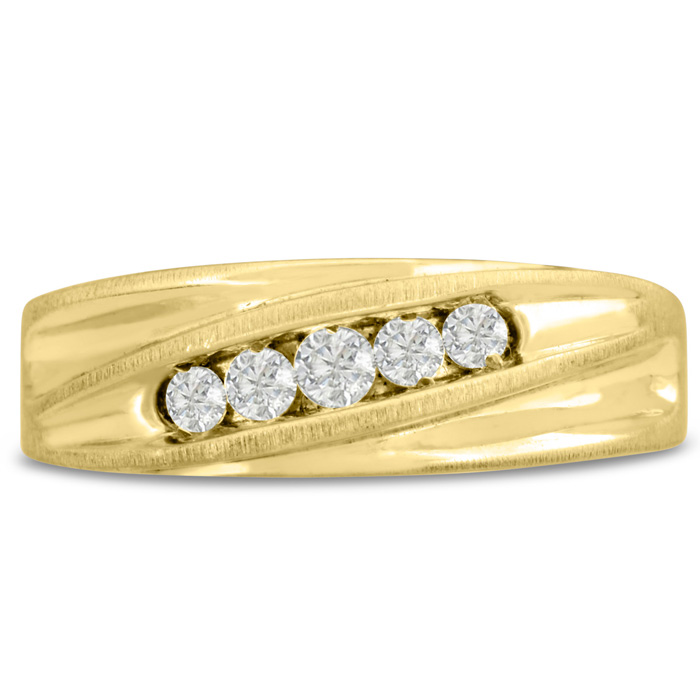 Men's 1/4 Carat Diamond Wedding Band in Yellow Gold, G-H Color, , 7.30mm Wide by SuperJeweler