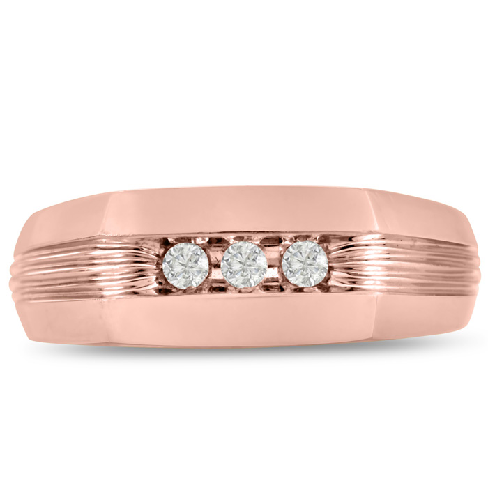 Men's 1/10 Carat Diamond Wedding Band in Rose Gold, G-H Color, , 7.66mm Wide by SuperJeweler