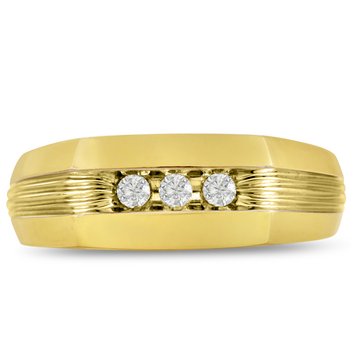 Men's 1/10 Carat Diamond Wedding Band in Yellow Gold, G-H Color, , 7.66mm Wide by SuperJeweler