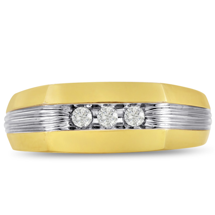 Men's 1/10 Carat Diamond Wedding Band in  Two-Tone Gold, G-H Color, , 7.66mm Wide by SuperJeweler