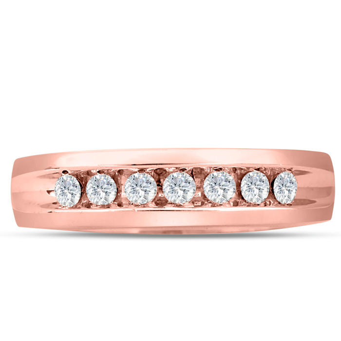 Men's 1/2 Carat Diamond Wedding Band in Rose Gold, G-H Color, , 5.66mm Wide by SuperJeweler