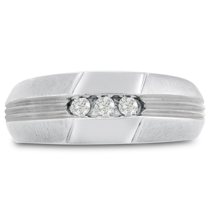 Men's 1/10 Carat Diamond Wedding Band in White Gold, G-H Color, , 8.47mm Wide by SuperJeweler