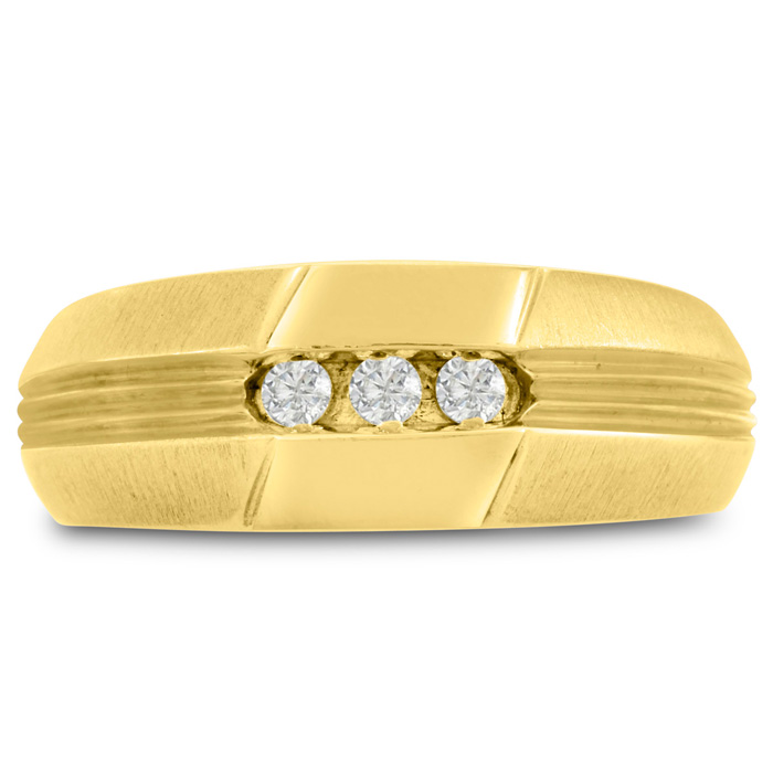 Men's 1/10 Carat Diamond Wedding Band in Yellow Gold, G-H Color, , 8.47mm Wide by SuperJeweler