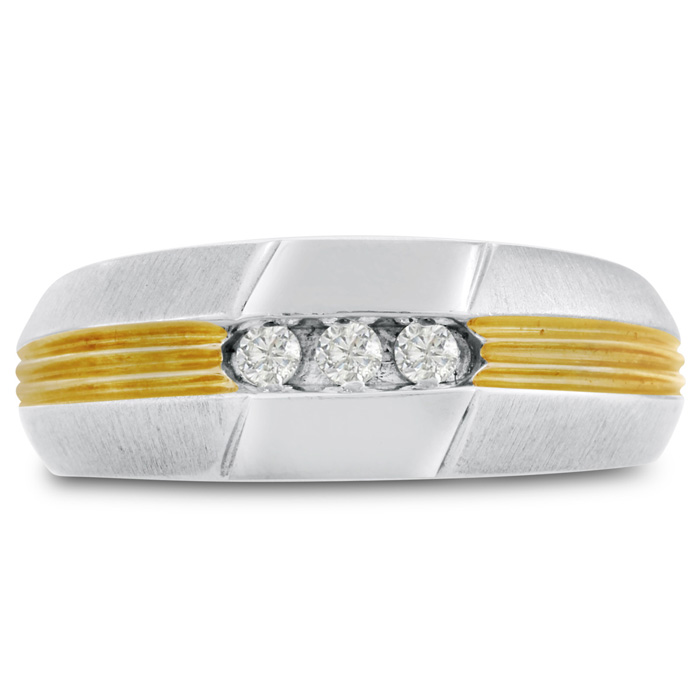 Men's 1/10 Carat Diamond Wedding Band in  Two-Tone Gold, G-H Color, , 8.47mm Wide by SuperJeweler