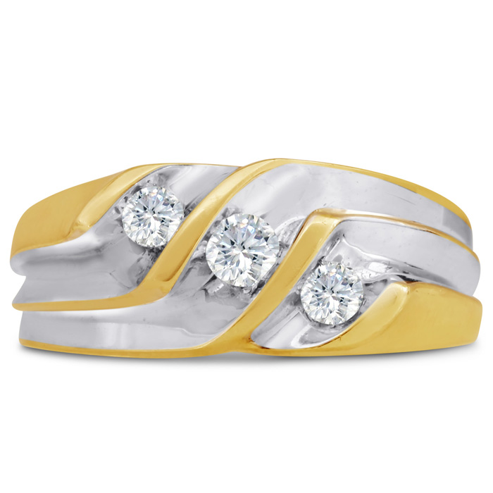 Men's 1/2 Carat Diamond Wedding Band in  Two-Tone Gold, -K, I1-I2, 9.40mm Wide by SuperJeweler