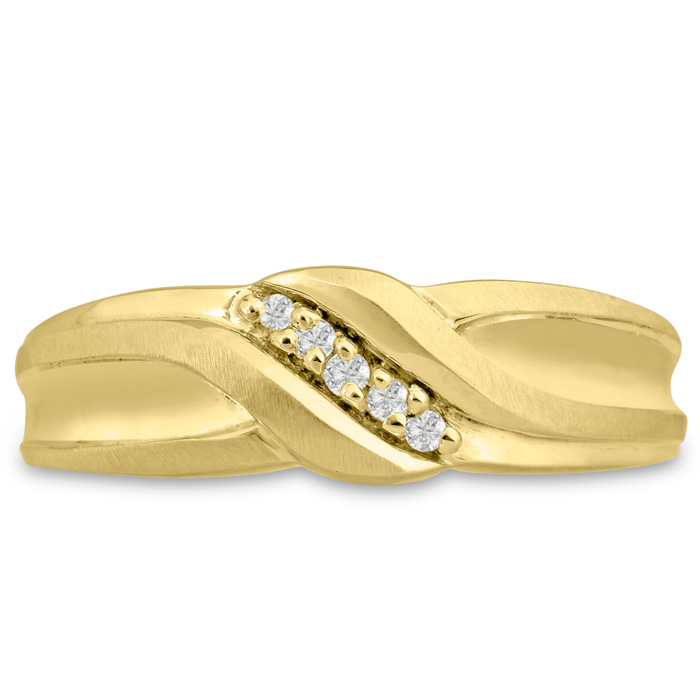 Men's 1/10 Carat Diamond Wedding Band in Yellow Gold, -K, I1-I2, 7.25mm Wide by SuperJeweler