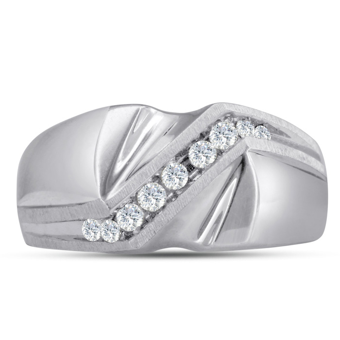 Men's 1/4 Carat Diamond Wedding Band in White Gold, G-H Color, , 9.57mm Wide by SuperJeweler