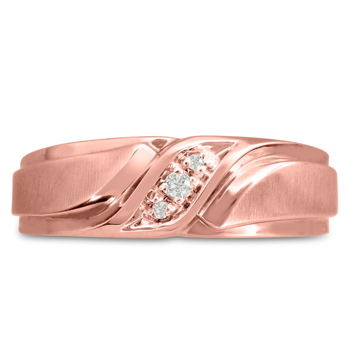 Men's 1/10 Carat Diamond Wedding Band in Rose Gold, G-H Color, , 7.04mm Wide by SuperJeweler