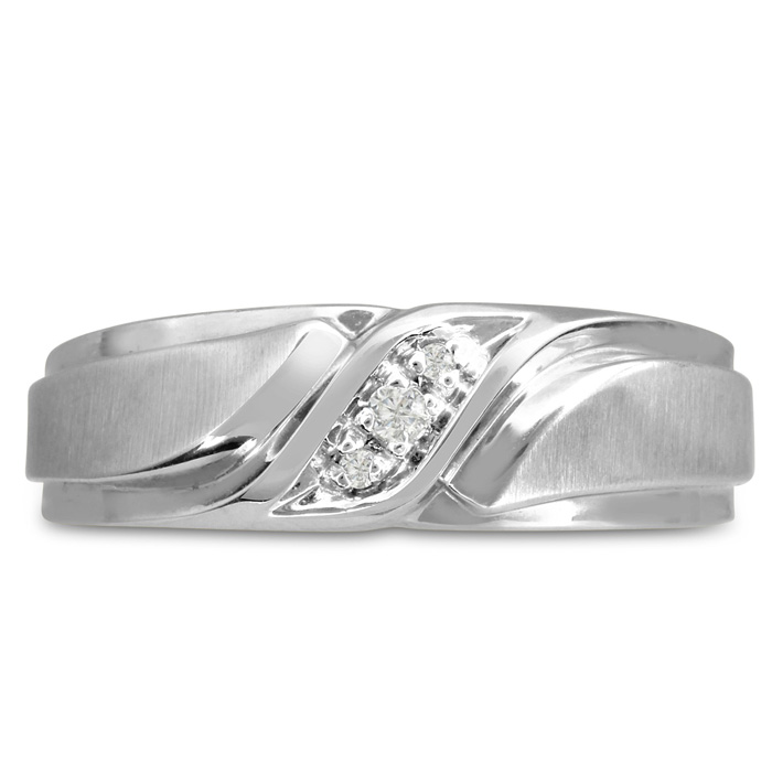 Men's 1/10 Carat Diamond Wedding Band in White Gold, G-H Color, , 7.04mm Wide by SuperJeweler