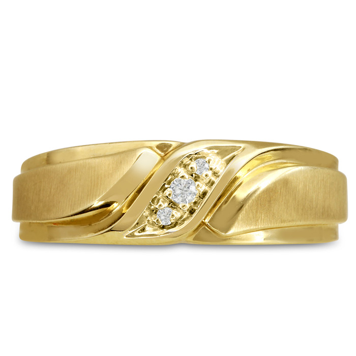 Men's 1/10 Carat Diamond Wedding Band in Yellow Gold, G-H Color, , 7.04mm Wide by SuperJeweler