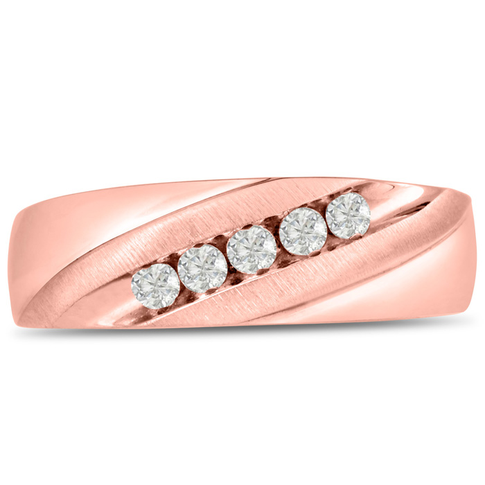 Men's 1/4 Carat Diamond Wedding Band in Rose Gold, G-H Color, , 6.89mm Wide by SuperJeweler