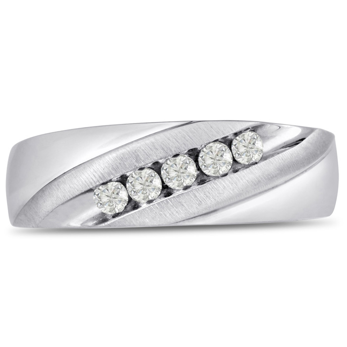 Men's 1/4 Carat Diamond Wedding Band in White Gold, G-H Color, , 6.89mm Wide by SuperJeweler