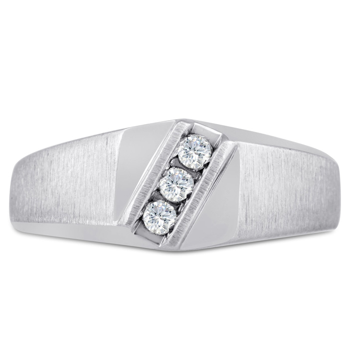 Men's 1/10 Carat Diamond Wedding Band in White Gold, G-H Color, , 9.10mm Wide by SuperJeweler