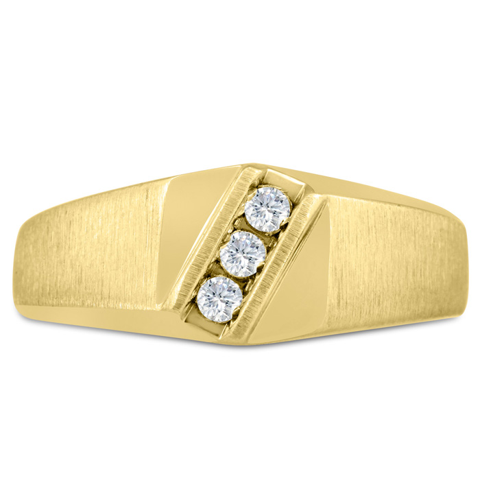 Men's 1/10 Carat Diamond Wedding Band in Yellow Gold, G-H Color, , 9.10mm Wide by SuperJeweler