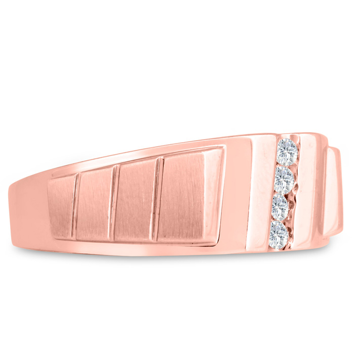 Men's 1/10 Carat Diamond Wedding Band in Rose Gold, G-H Color, , 8.66mm Wide by SuperJeweler