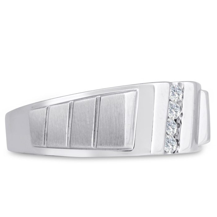 Men's 1/10 Carat Diamond Wedding Band in White Gold, G-H Color, , 8.66mm Wide by SuperJeweler