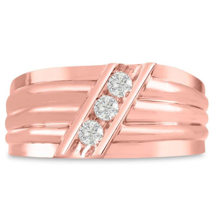 Men's 1/4 Carat Diamond Wedding Band in Rose Gold, G-H Color, , 10.20mm Wide by SuperJeweler