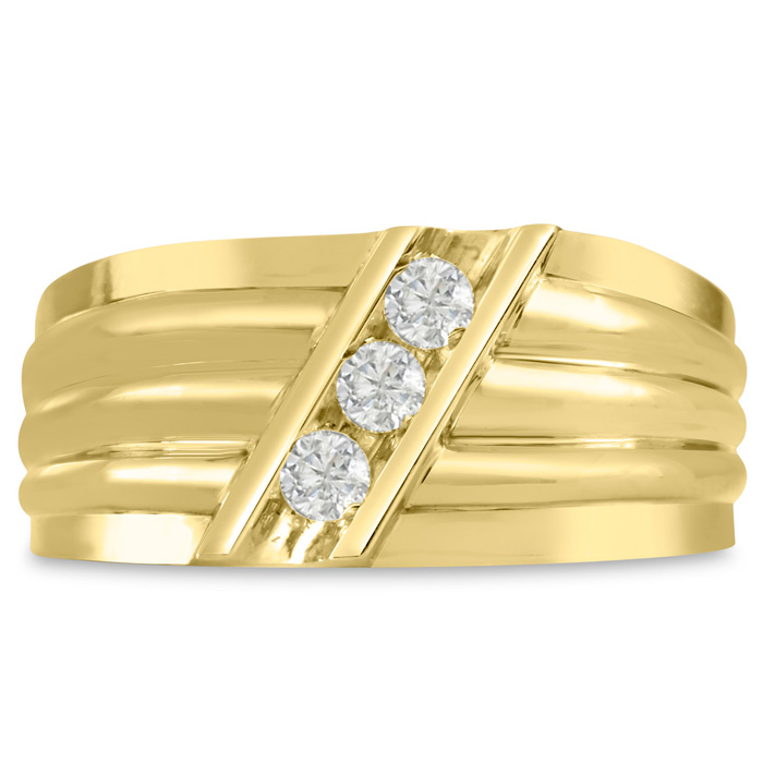 Men's 1/4 Carat Diamond Wedding Band in Yellow Gold, G-H Color, , 10.20mm Wide by SuperJeweler