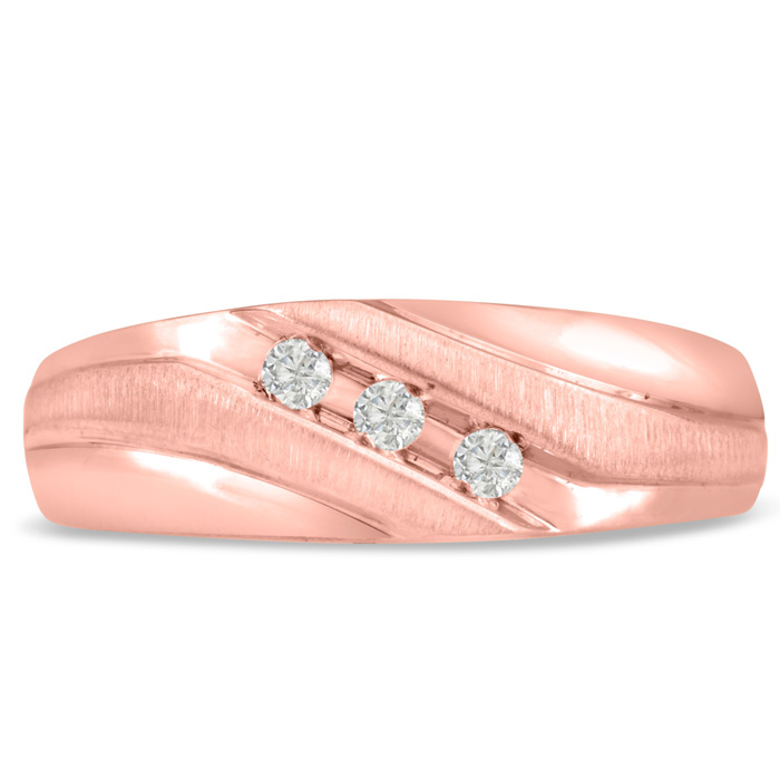 Men's 1/10 Carat Diamond Wedding Band in Rose Gold, G-H Color, , 7.60mm Wide by SuperJeweler