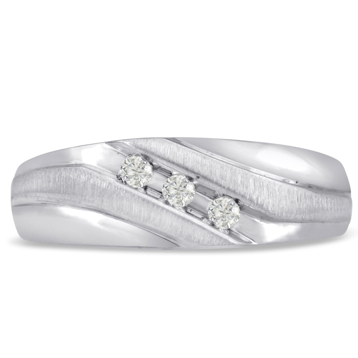 Men's 1/10 Carat Diamond Wedding Band in White Gold, G-H Color, , 7.60mm Wide by SuperJeweler