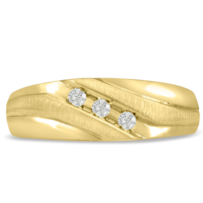 Men's 1/10 Carat Diamond Wedding Band in Yellow Gold, G-H Color, , 7.60mm Wide by SuperJeweler