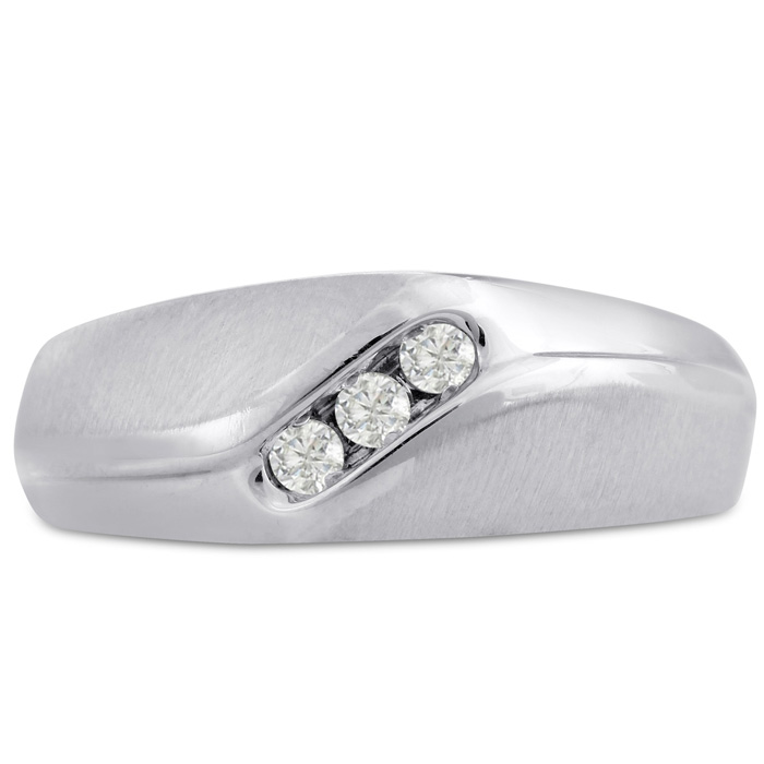 Men's 1/10 Carat Diamond Wedding Band in White Gold, G-H Color, , 8.25mm Wide by SuperJeweler