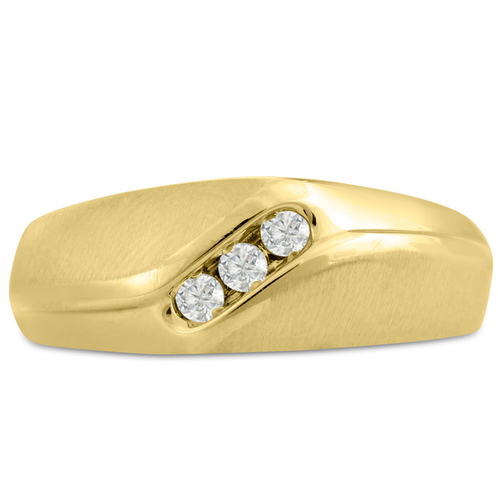 Men's 1/10 Carat Diamond Wedding Band in Yellow Gold, G-H Color, , 8.25mm Wide by SuperJeweler