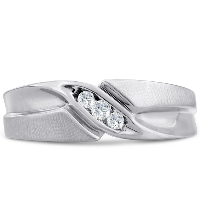 Men's 1/10 Carat Diamond Wedding Band in White Gold, G-H Color, , 6.73mm Wide by SuperJeweler