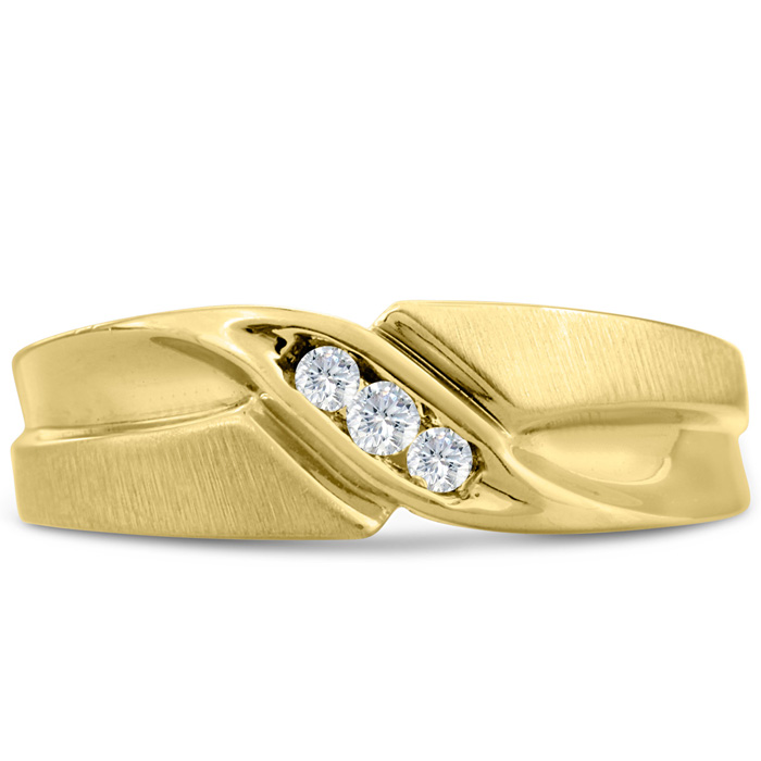 Men's 1/10 Carat Diamond Wedding Band in Yellow Gold, G-H Color, , 6.73mm Wide by SuperJeweler