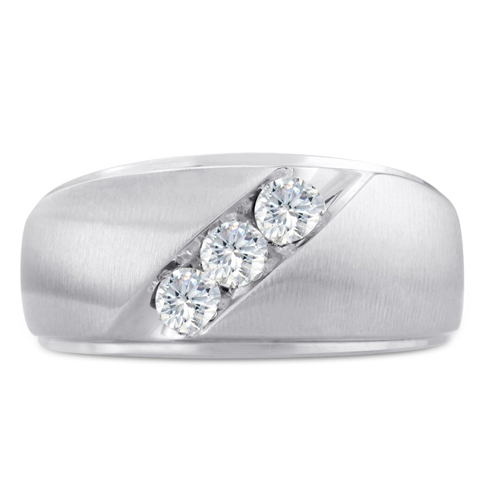 Men's 1/2 Carat Diamond Wedding Band In 10K White Gold (J-K, I2), 11.02mm Wide By SuperJeweler