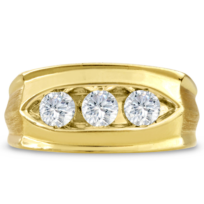 Men's 1 Carat Diamond Wedding Band in Yellow Gold, -K, I1-I2, 10.46mm Wide by SuperJeweler