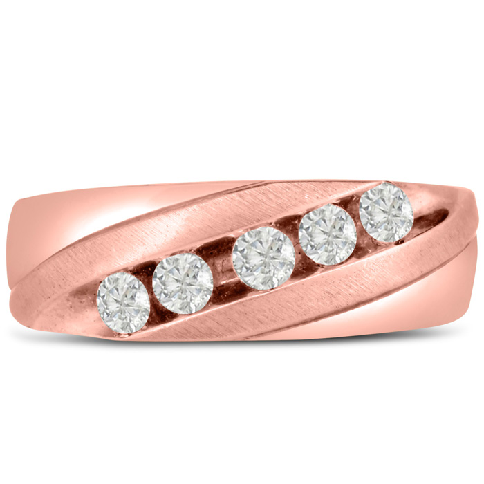 Men's 1/2 Carat Diamond Wedding Band in 14K Rose Gold, -K, I1-I2, 7.81mm Wide by SuperJeweler