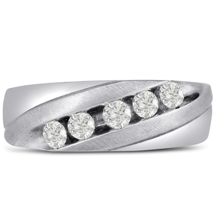 Men's 1/2 Carat Diamond Wedding Band in 14K White Gold, -K, I1-I2, 7.81mm Wide by SuperJeweler