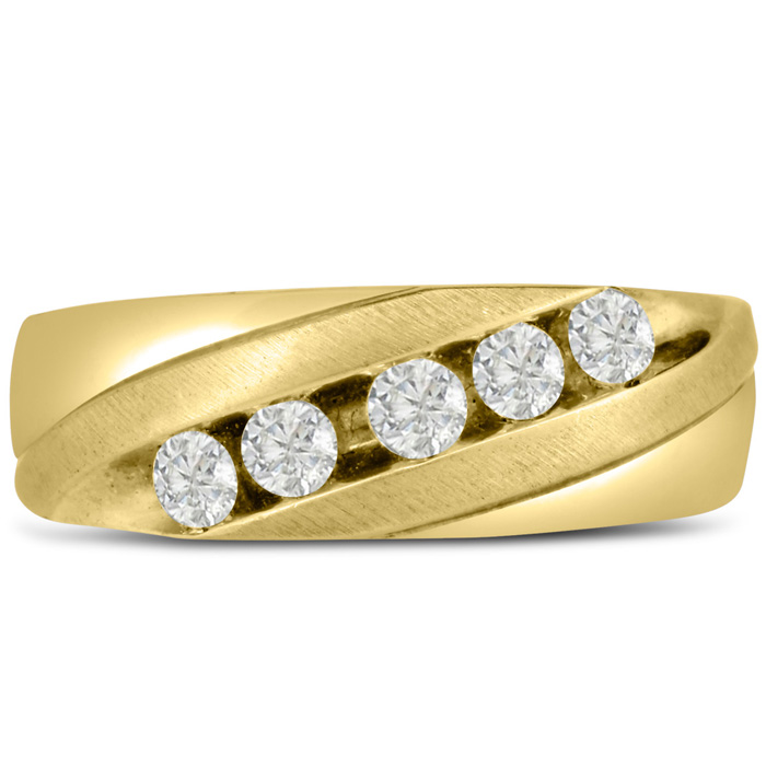 Men's 1/2 Carat Diamond Wedding Band in 14K Yellow Gold, -K, I1-I2, 7.81mm Wide by SuperJeweler