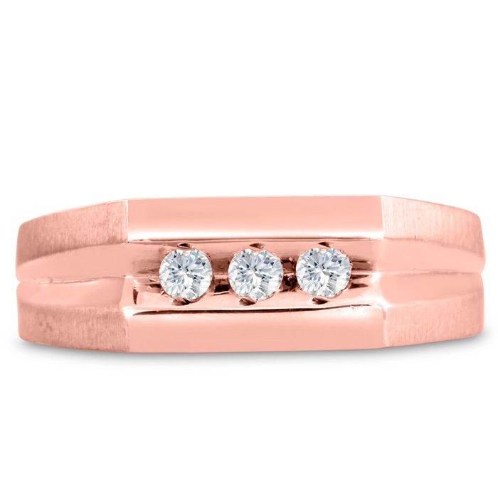 Men's 1/4 Carat Diamond Wedding Band in Rose Gold, -K, I1-I2, 7.75mm Wide by SuperJeweler