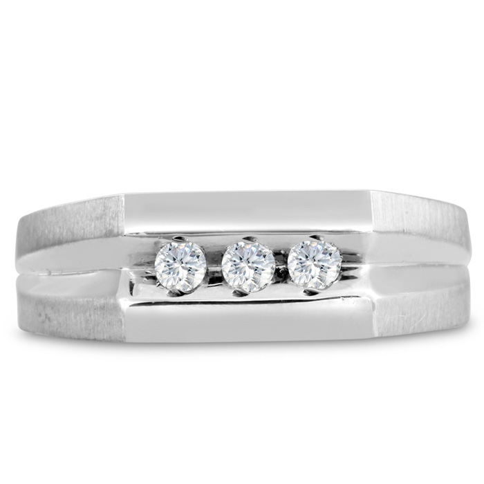 Men's 1/4 Carat Diamond Wedding Band in White Gold, -K, I1-I2, 7.75mm Wide by SuperJeweler