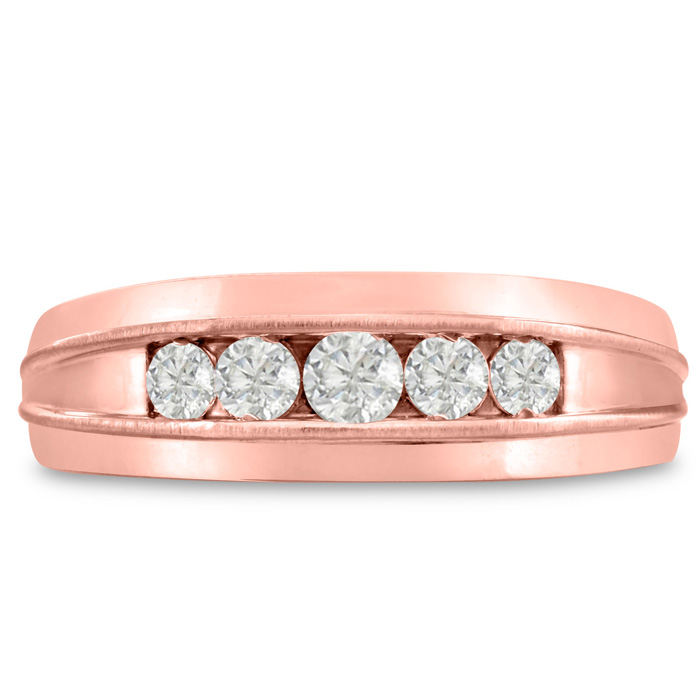 Men's 1/2 Carat Diamond Wedding Band in 14K Rose Gold, -K, I1-I2, 7.34mm Wide by SuperJeweler