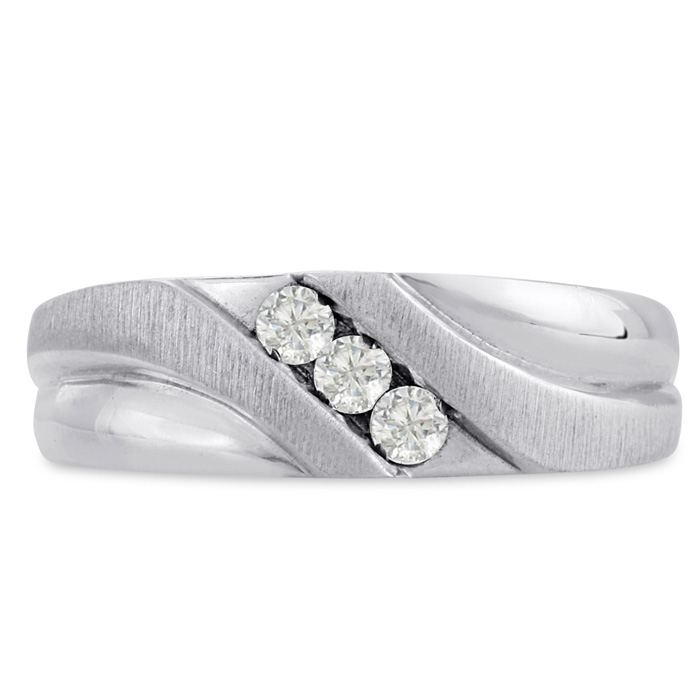 Men's 1/4 Carat Diamond Wedding Band in White Gold, -K, I1-I2, 7.34mm Wide by SuperJeweler