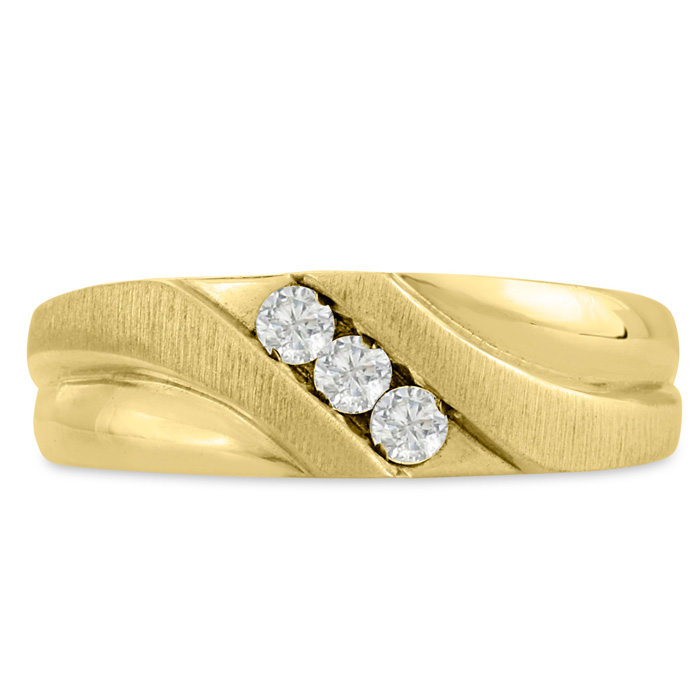 Men's 1/4 Carat Diamond Wedding Band in Yellow Gold, -K, I1-I2, 7.34mm Wide by SuperJeweler