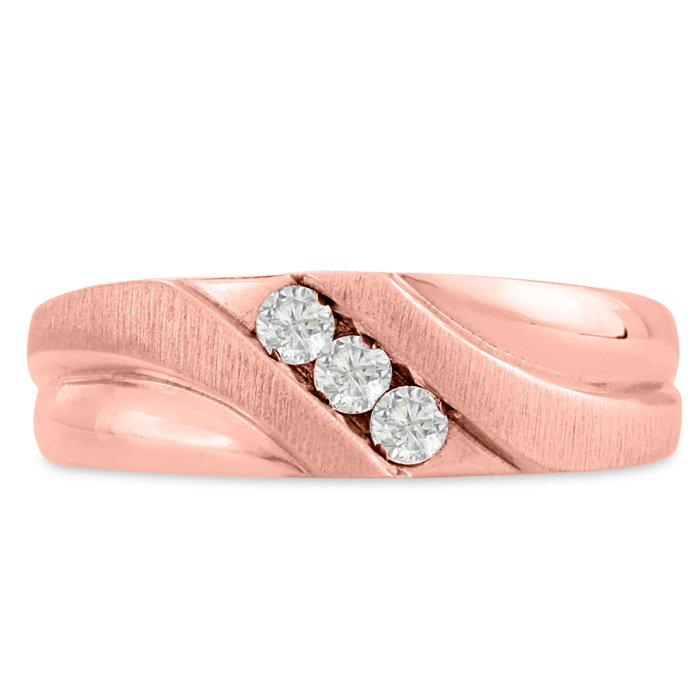 Men's 1/4 Carat Diamond Wedding Band in 14K Rose Gold, G-H Color, , 7.34mm Wide by SuperJeweler