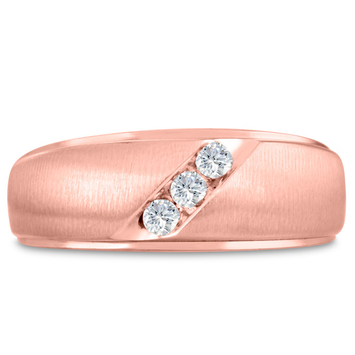 Men's 1/10 Carat Diamond Wedding Band in Rose Gold, -K, I1-I2, 8.47mm Wide by SuperJeweler