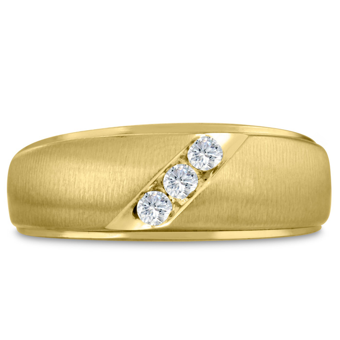 Men's 1/10 Carat Diamond Wedding Band in Yellow Gold, G-H Color, , 8.47mm Wide by SuperJeweler