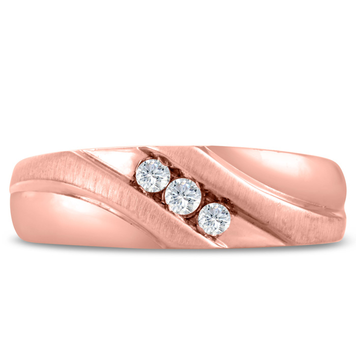 Men's 1/10 Carat Diamond Wedding Band in Rose Gold, G-H Color, , 7.09mm Wide by SuperJeweler