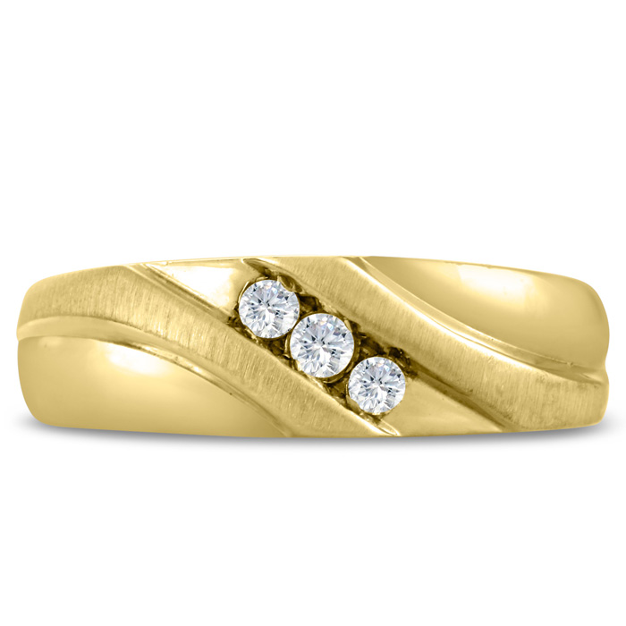 Men's 1/10 Carat Diamond Wedding Band in Yellow Gold, G-H Color, , 7.09mm Wide by SuperJeweler
