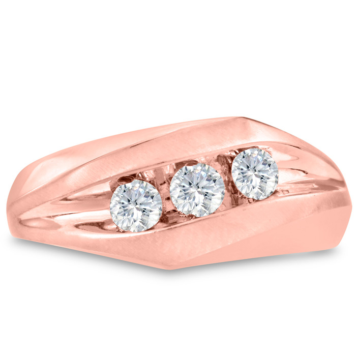 Men's 1/2 Carat Diamond Wedding Band in Rose Gold, -K, I1-I2, 9.64mm Wide by SuperJeweler